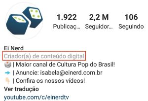 Bio do Instagram Ei Nerd